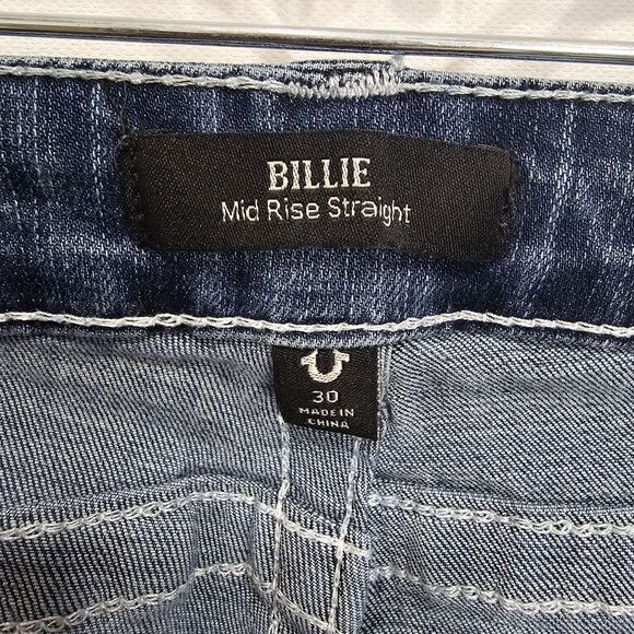 True Religion Billie Mid-Rise Straight  Lace-Up Jean Size 30 - Picture 4 of 7